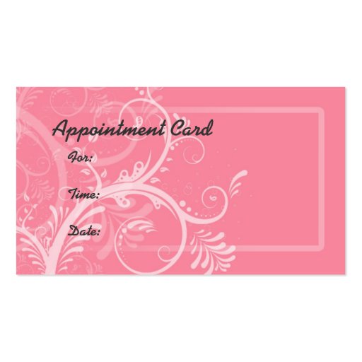 Pink Flowery Swirls Business & Appointment Card Business Card (back side)