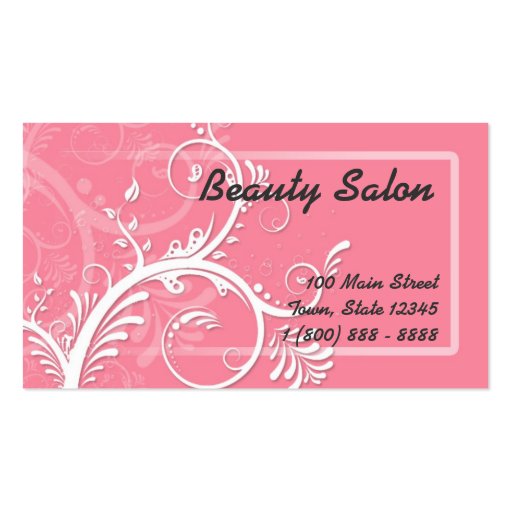 Pink Flowery Swirls Business & Appointment Card Business Card (front side)