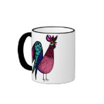 Pink Folk Art Rooster Mug