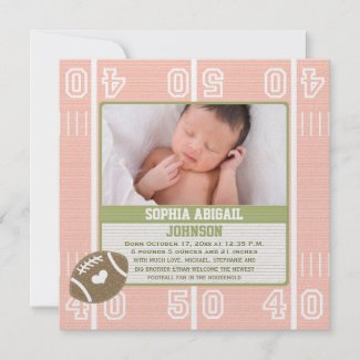 Pink Football Jersey Number Name Birth Announcements