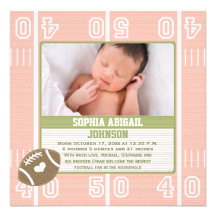 Pink Football Birth Announcements