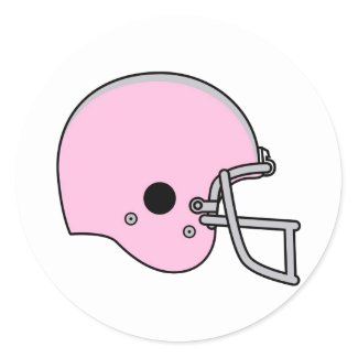 Pink Football Helmet Round Sticker