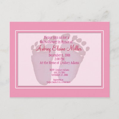 Baby Shower Invations on Pink Footprint Baby Shower Invitation Postcard From Zazzle Com