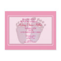 Pink Footprint Baby Shower Invitation postcards by thebabystore Pink Footprint Baby Shower Invitation postcards