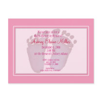 Pink Footprint Baby Shower Invitation postcards