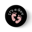 Pink Footprints It's a Girl buttons