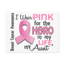 Pink For Hero In My Life 3 Aunt Breast Cancer Post Cards