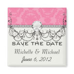 pink formal damask pattern magnets