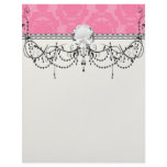 pink formal damask pattern letterhead design