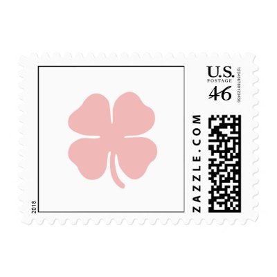 Pink Four Leaf Clover Shamrock Postage Stamp by jumpsoverthemoon