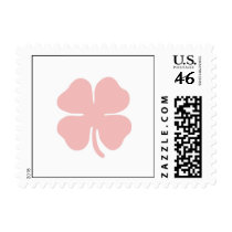 Pink Four Leaf Clover Shamrock Postage Stamp