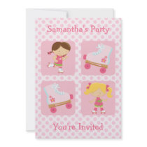 Pink Four Square Rollerskating Party Invitation