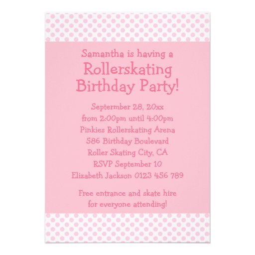Pink Four Square Rollerskating Party Invitation