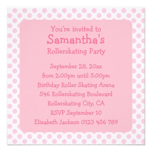 Pink Four Square Rollerskating Party Invitation