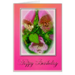 Pink Foxgloves Happy Birthday Card