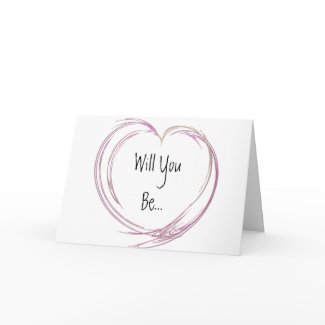 Pink Fractal Heart Be My Bridesmaid card