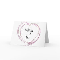 Pink Fractal Heart Be My Bridesmaid Greeting Card