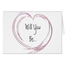 Pink Fractal Heart Be My Bridesmaid Greeting Card