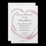 Pink Fractal Heart Bridal Shower Invitation