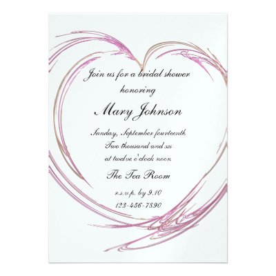 Pink Fractal Heart Bridal Shower Invitation