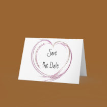 Pink Fractal Heart Save the Date Announcement cards
