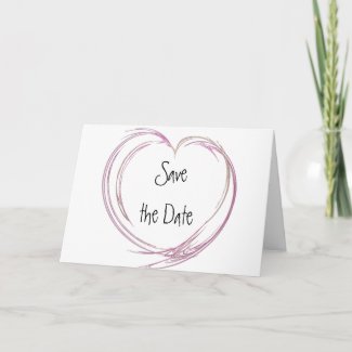 Pink Fractal Heart Save the Date Announcement