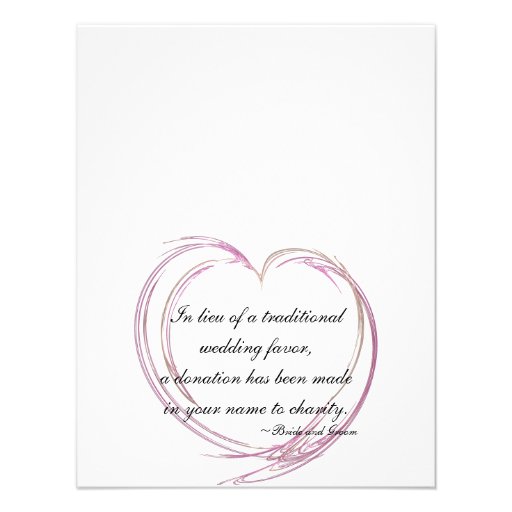 Pink Fractal Heart Wedding Charity Favor Cards