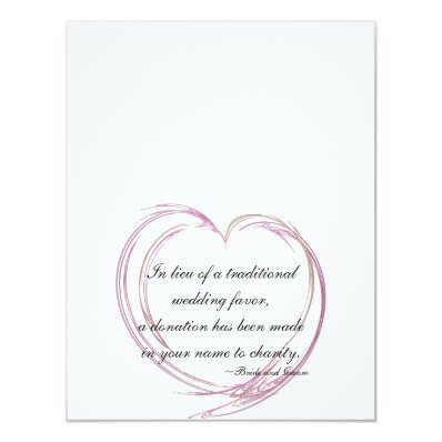 Pink Fractal Heart Wedding Charity Favor Cards Custom Invitations
