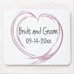 Pink Fractal Heart Wedding Mouse Mat