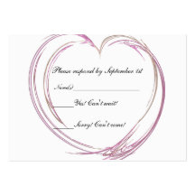 Pink Fractal Heart Wedding Response Card Business Card Template