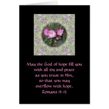 Pink Freesia Circle ~ Romans 15:13 Greeting Cards