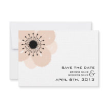 Pink French Anemone Modern Wedding Save The Date Custom Invite