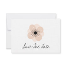 Pink French Anemone Wedding Save The Date Invitation