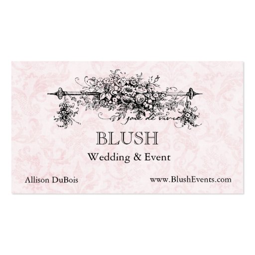 Pink French Damask Business Card (front side)