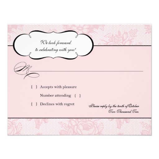 Pink French Lace RSVP Response Card Custom Announcements