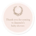 Pink French Monogram Baby Shower Favor Sticker sticker