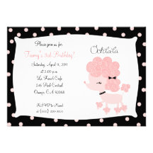 PINK FRENCH POODLE Ooh la la 5x7 Birthday Custom Invitation