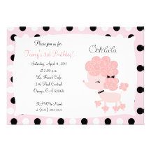 PINK FRENCH POODLE Ooh la la 5x7 Birthday Personalized Invitation