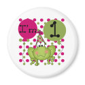 Pink Frog 1st Birthday magnets by kids_birthdays Pink Frog 1st Birthday magnets