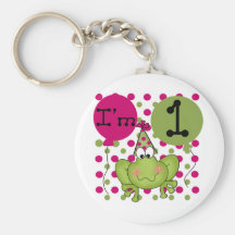 Pink Frog 1st Birthday Tshirts and Gifts Key Chain