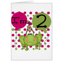 Pink Frog 2nd Birthday tshirts and gifts Card