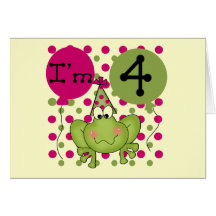 Pink Frog 4th Birthday Tshirts and Gifts Cards