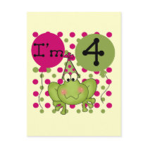 Pink Frog 4th Birthday Tshirts and Gifts Postcards