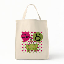 Pink Frog 5th Birthday Tshirts and Gifts Canvas Bags