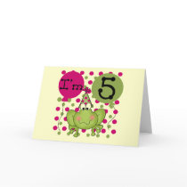 Pink Frog 5th Birthday Tshirts and Gifts Greeting Card