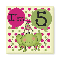 Pink Frog 5th Birthday Tshirts and Gifts Fridge Magnet