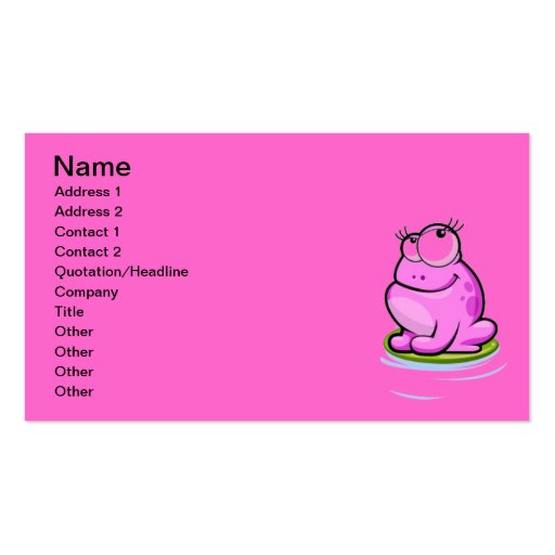 Pink Frog Business Card (front side)