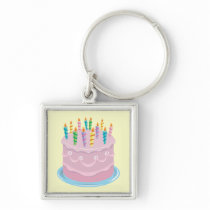 Pink Frosting Bakery-style Birthday Cake Keychain