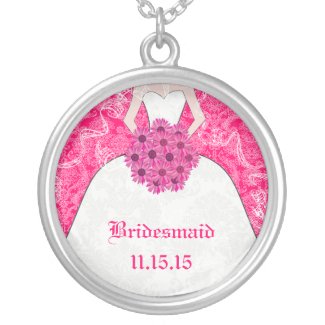 Pink Fuchsia Wedding Bridesmaid Necklace