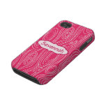 Pink Fuchsia Woodgrain Pattern Personalized iPhone Iphone 4 Tough Covers